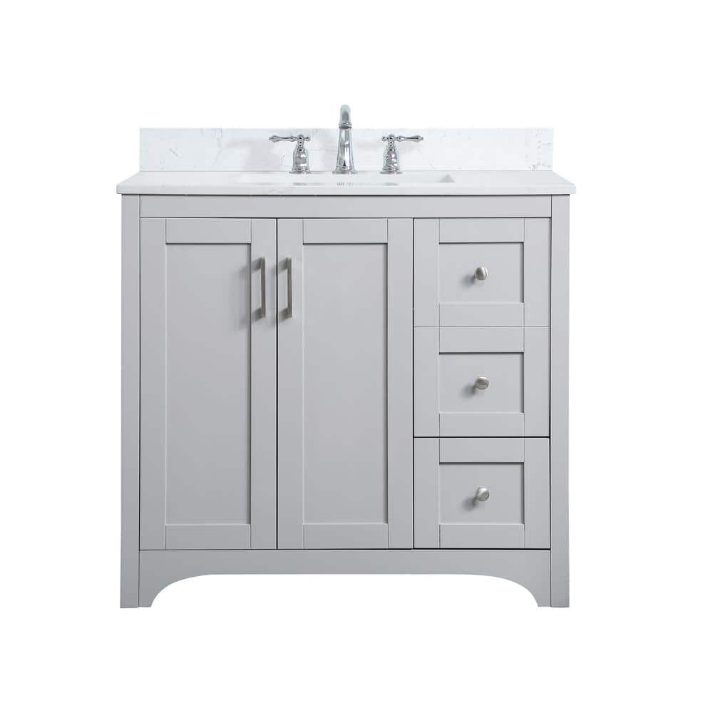 Timeless 36 in. W Single Bath Vanity in Grey with Engineered Stone Vanity T