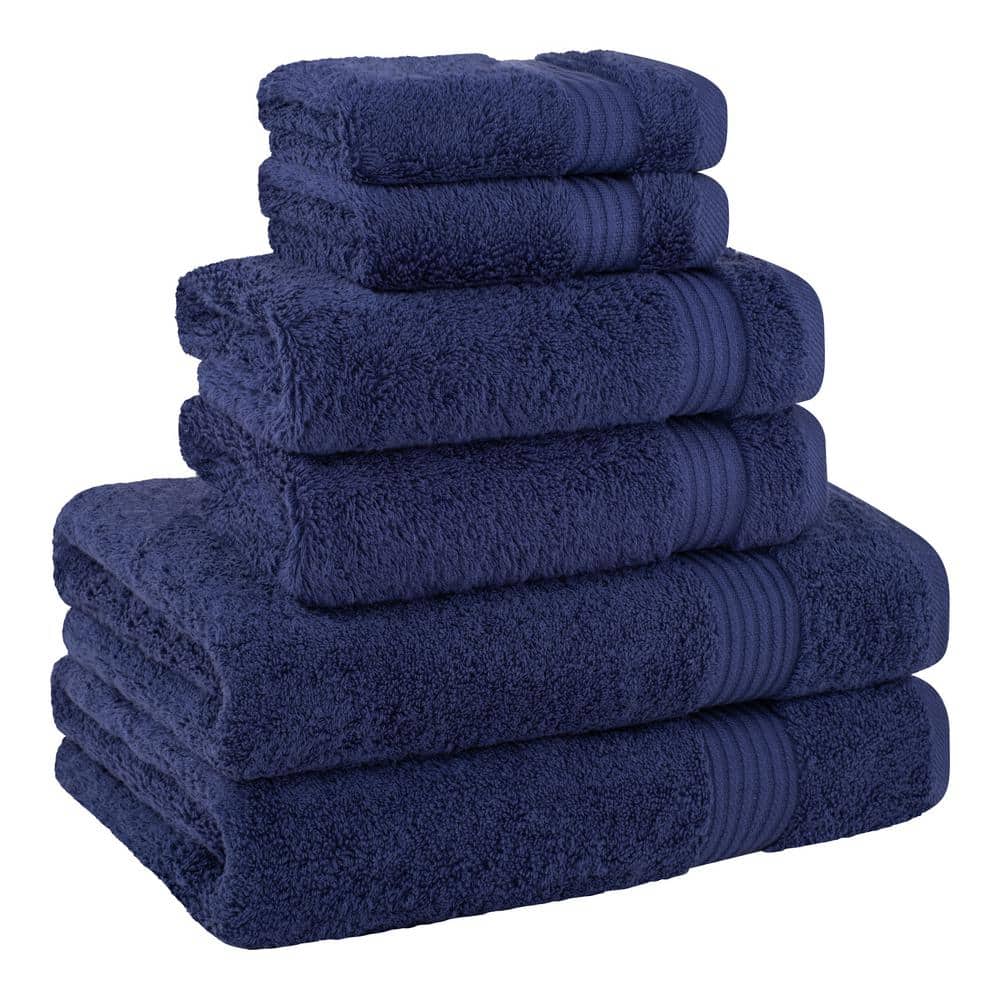 Navy Blue 6-Piece Turkish Cotton Bath Towel Set