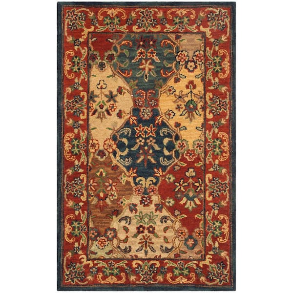 SAFAVIEH Heritage Beige/Burgundy Doormat 3 ft. x 5 ft. Border Area Rug