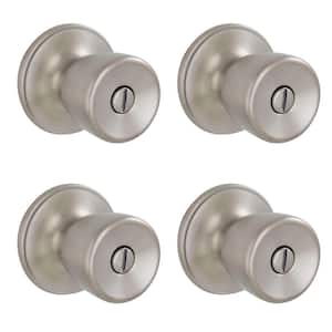 Brill Satin Stainless Steel Privacy Bed/Bath Door Knob (4-Pack)