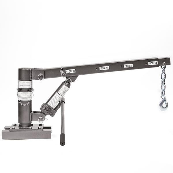 1100 lbs. Capacity Hitch-Mounted Crane Hydraulic Lift Hoist for Pickup Trucks