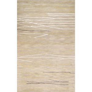Sydney Beige 4 ft. x 6 ft. (3 ft. 9 in. x 5 ft. 9 in.) Abstract Contemporary Accent Rug