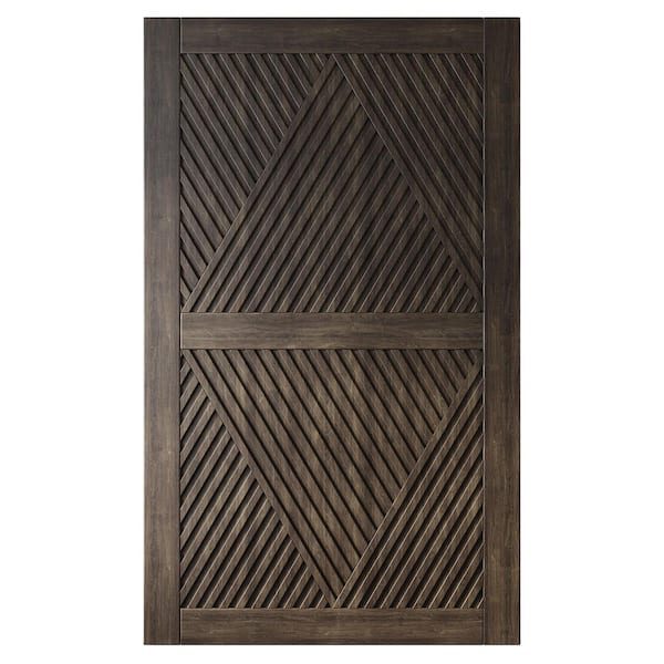 LT 42 in. x 84 in. C-Panel Solid Core Ebony Diamond Design Pine Wood Interior Sliding Barn Door Slab