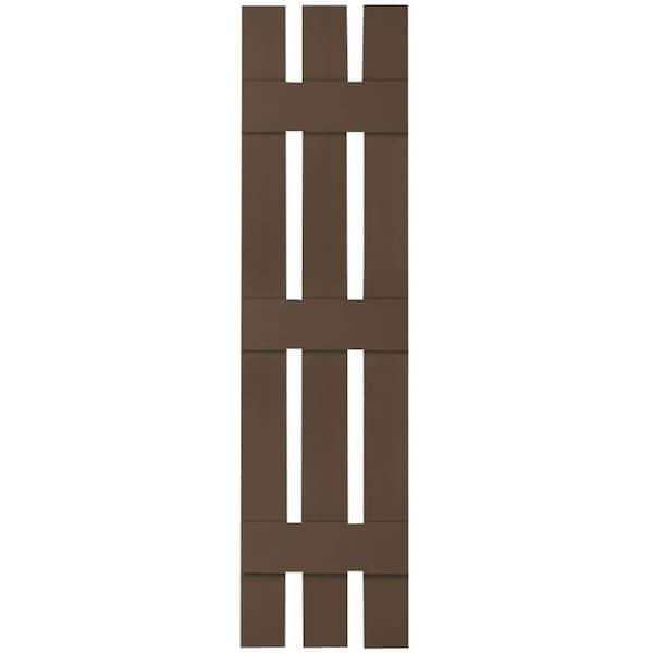 Ekena Millwork 12 in. x 70 in. Lifetime Vinyl TailorMade Three Board Spaced Board and Batten Shutters Pair Federal Brown