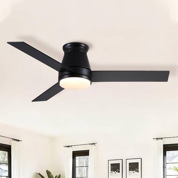 48in Black Lowe Profile Ceiling Fan with Light Dimmable for Living Room Bedroom