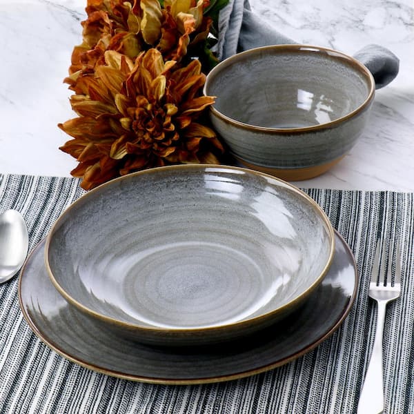 GIBSON ELITE (12 Piece) Dreamweaver Round Earthenware Dinnerware 