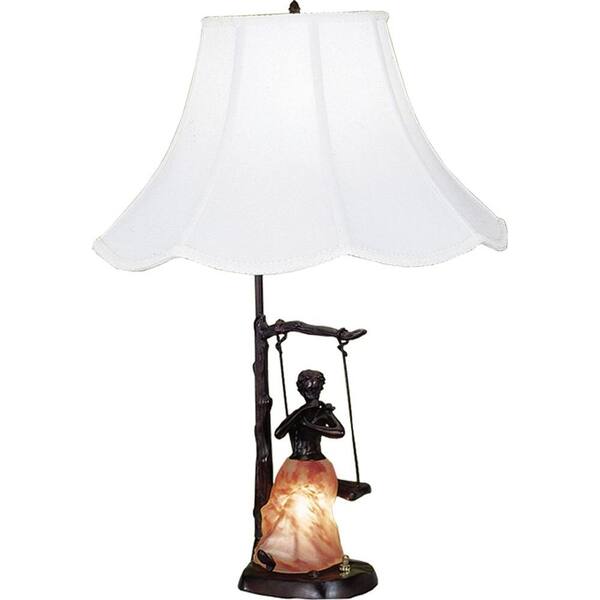 Illumine 2 Light Silhoutte Lady on Swing Accent Lamp Fabric Glass
