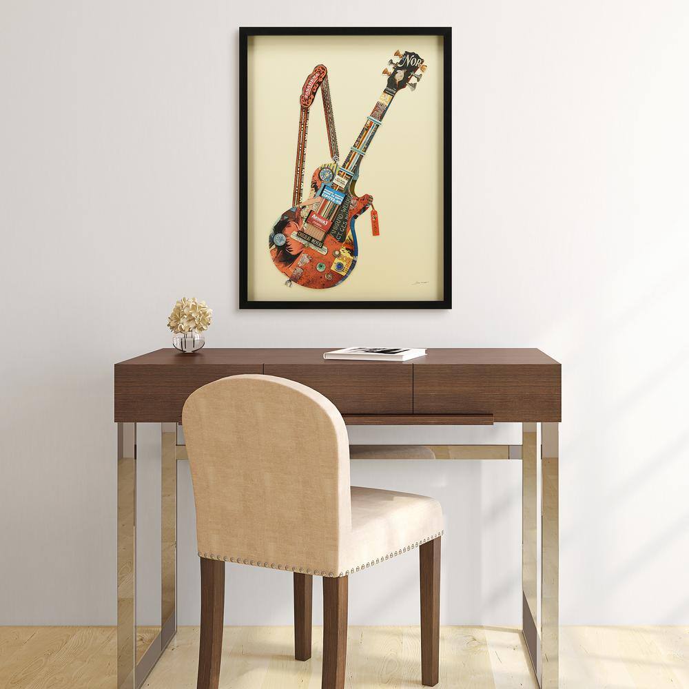 Electric Guitar Collage Framed Graphic Art Under Glass