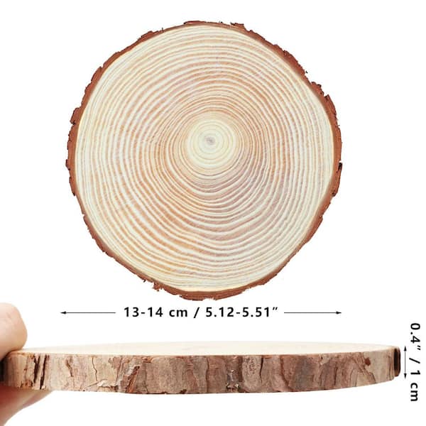 Angel Sar 5.1-5.5 in. Unfinished Wood Slices for Centerpieces with Tree Bark for Crafts Christmas Ornaments (17-Pack)