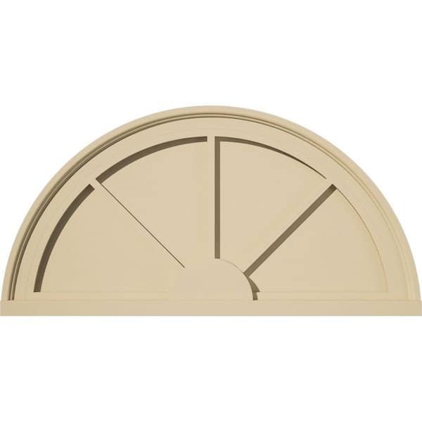 Ekena Millwork 28-in W x 14-in H x 2-in P Half Round 3-SpokeSignature Urethane Pediment, Primed Tan