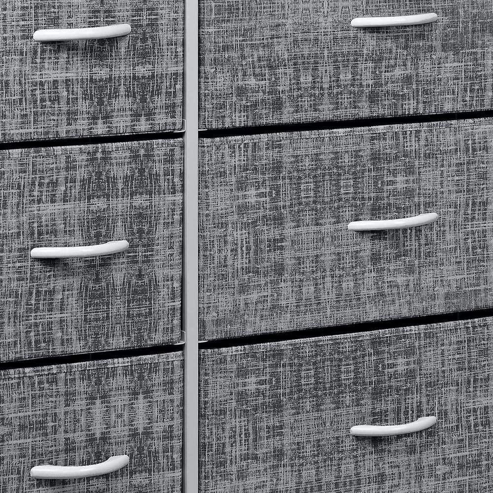 Gray and White 12-Drawer Steel Frame Dresser with Wood Top