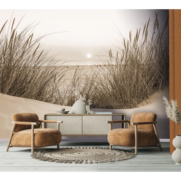 Beach Sunset Sepia Wall Mural
