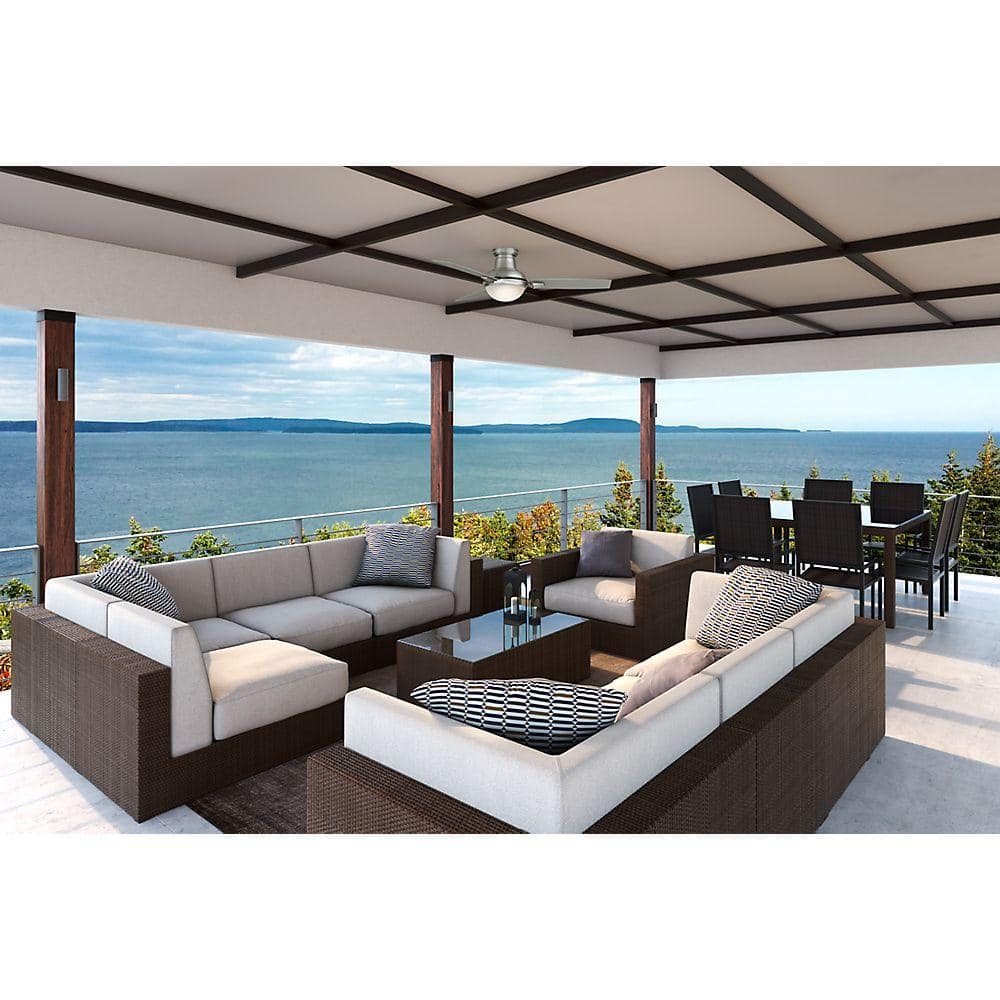 44" Satin Nickel Modern Ceiling Fan with LED Light and Remote