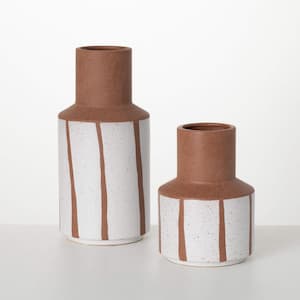 13 in. and 9 in. Modern Ceramic Bottle Vase Set of 2