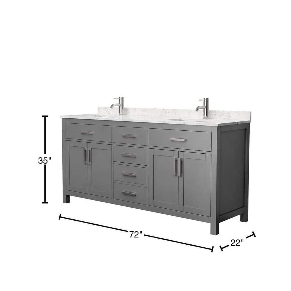 Beckett 72" Dark Gray Double Bathroom Vanity with Marble Top