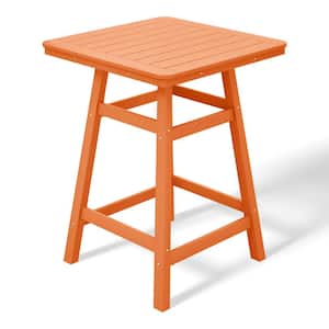 Laguna 30 in. Square HDPE Plastic Counter Height Outdoor Dining High Top Bar Table in Orange