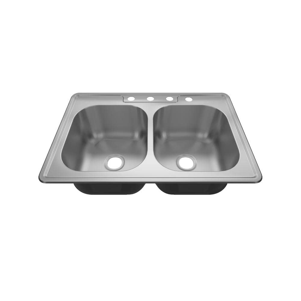 Sinber 33" Stainless Steel Double Bowl Drop-In Kitchen Sink