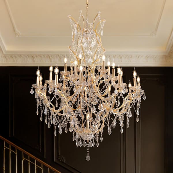 25-Light Large Gold LuxuryModern Maria Theresa Crystal Chandeliers for Living Room Dining Room Foyer