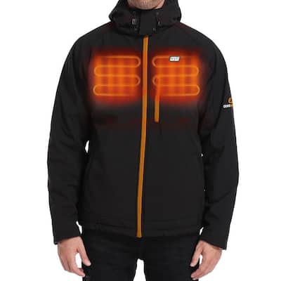 Men's Large Black 7.2-Volt Lithium-Ion Full Zip Heated Jacket with Detachable Hood and (1) 5.2 Ah Battery Pack