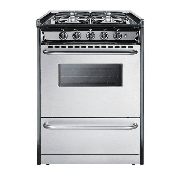 Summit Appliance 24 in. 2.9 cu. ft. Slide-In Gas Range in Stainless Steel