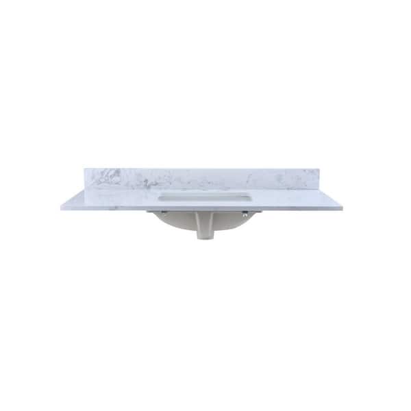ANTFURN 48 in. W x 21.80 in. D Marble Vanity Top in White with White Rectangular Single Sink
