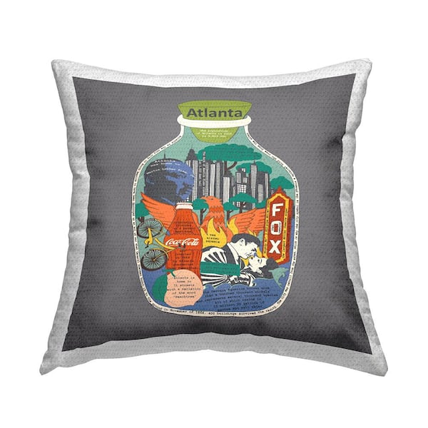 Stupell Industries Atlanta Landmarks Educational Facts Multi-Color Square Outdoor Throw Pillow