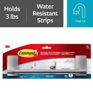 Satin Nickel 9" Hand Towel Bar with Water-Resistant Strips (1-Towel Bar) (4-Water Resistant Strips)