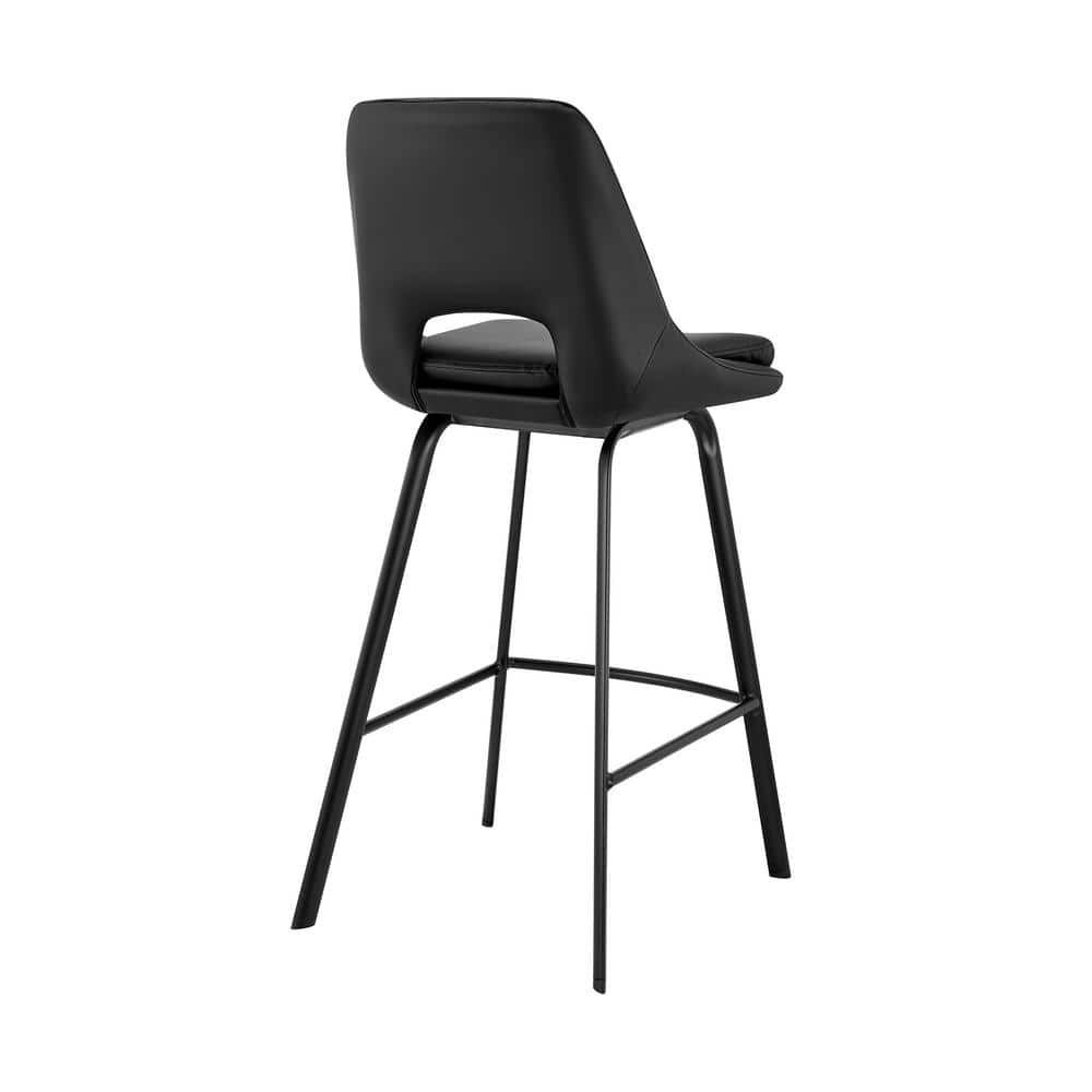 Contemporary 41'' Black Leather & Metal Swivel Bar Stool