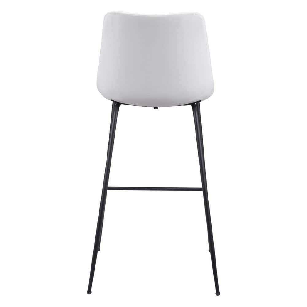 Byron Contemporary White Leather & Metal Bar Stool