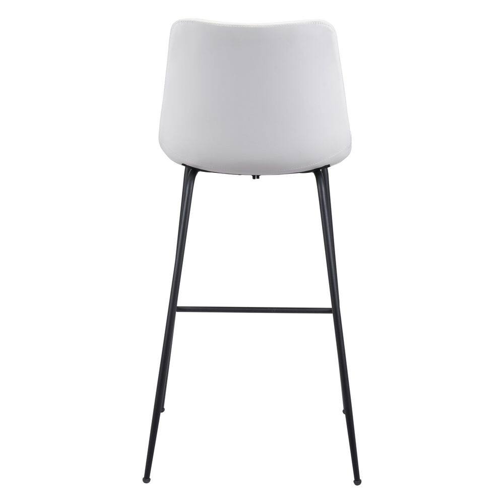 Byron Contemporary White Leather & Metal Bar Stool