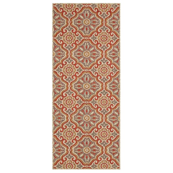 Mohawk Home Sorrento Rust 2 ft. 6 in. x 6 ft. Geometric Indoor/Outdoor Area Rug