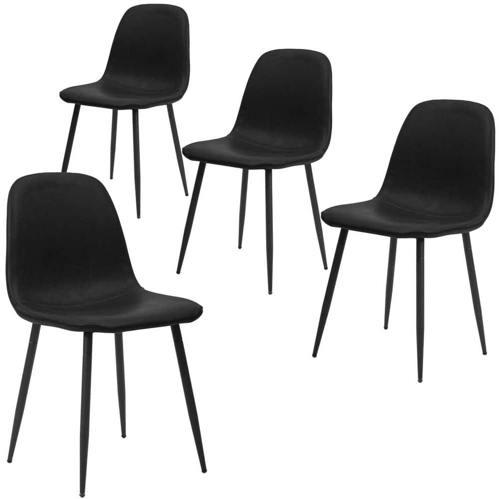 Faux Leather Upholstered Dining Chairs, Set of 4, Black