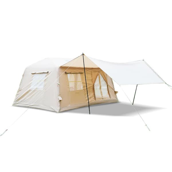 9 ft. x 13 ft. White Waterproof Oxford Blow Up Glamping Tents with Hand Pump Easy Set up Inflatable Tent 4 Season Tent