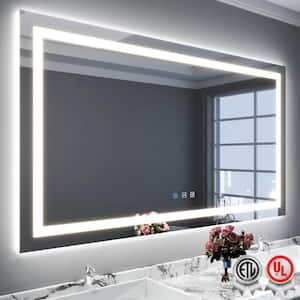 72 in. W x 36 in. H Rectangular Frameless Wall Bathroom Vanity Mirror with Backlit and Front Light