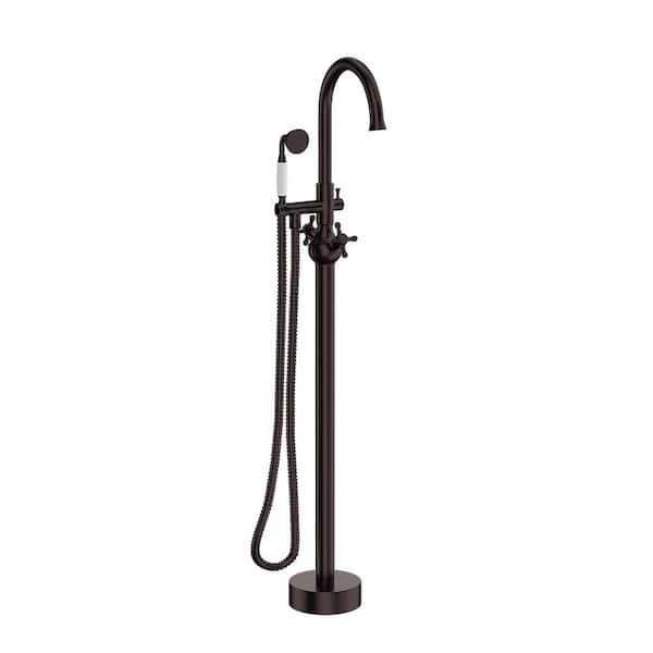 Satico 2-Handle Freestanding Tub Faucet with Round Hand Shower in Oil Rubbed Bronze