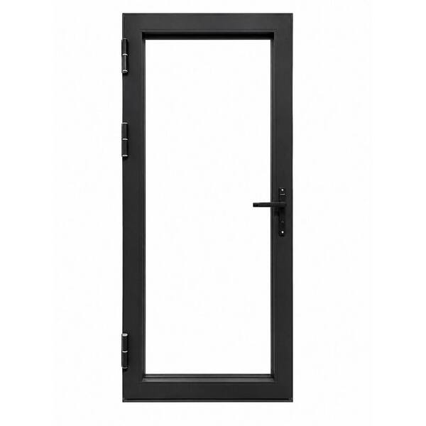 Teza F65 Series 37. 5 x 96 in. Aluminum French Door Full Lite LH Outswing-Matte Black