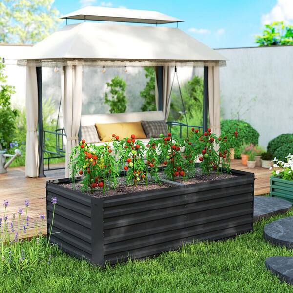 Outsunny 71 in. x 36 in. x 23 in. Black Raised Garden Bed for