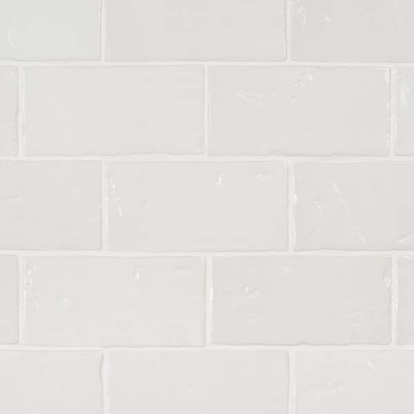 Tripoli Polished White 3.93 in. x 7.87 in. Polished Terracotta Look Ceramic Wall Tile (10.76 sq. ft./Case)