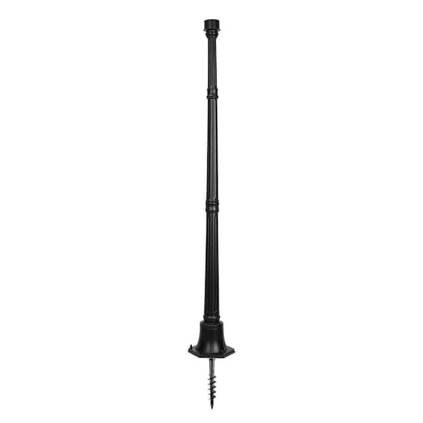 GAMA SONIC 64 in. Black Outdoor Cast Aluminum Decorative Pathway Solar Lamp Post for Concrete or Ground Installation