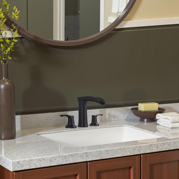 8 in. Widespread Double-Handle Bathroom Faucet with PEX Supply Line 3-Hole Vanity Sink Faucet Spout in Matte Black