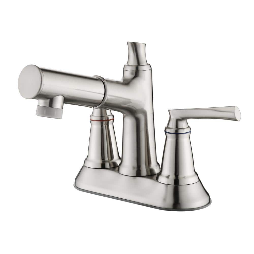 4 in. Centerset Double Handle High-Arc Bathroom Faucet with Pull Out Sprayer, Supply Line Included in Brushed Nickel price history on PriceWatchPro