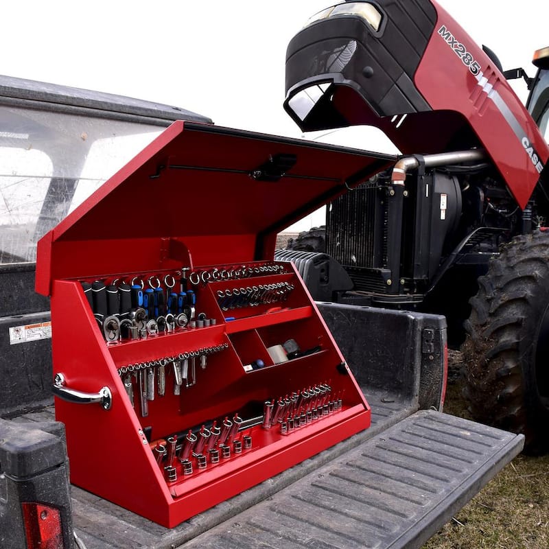 31 in. W x 16 in. D Portable Red Triangle Top Tool Chest for Sockets, Wrenches and Screwdrivers