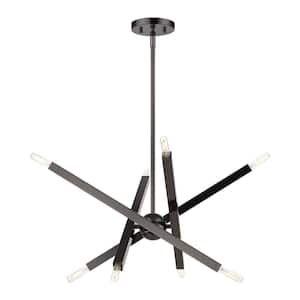 Everson 8 Light Black Chrome Sputnik Chandelier for Dining Room with No Bulbs Included