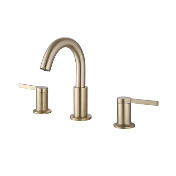 Tomfaucet 8 in. Widespread Deck Mount 2-Handle Bathroom Faucet in Brushed Gold