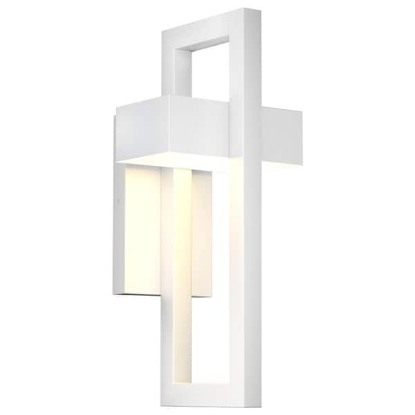 LamQee 16.5 in. White LED Outdoor Hardwired Wall Lantern Scone