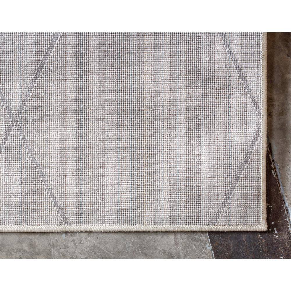 Ivory and Gray Trellis Synthetic Rectangular Area Rug