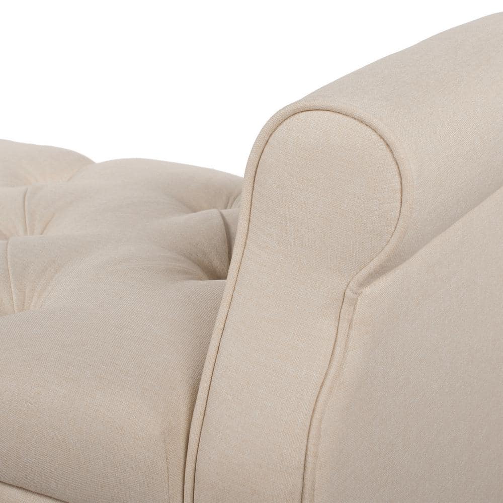 Jacqueline Sky Neutral Tufted Roll Arm Storage Bench
