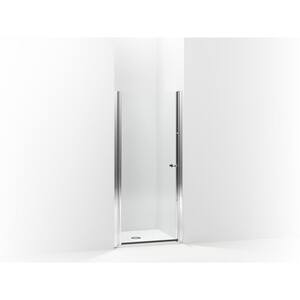 Finesse 32-3/4 in. x 65-1/2 in. Semi-Frameless Pivot Shower Door in Silver with Handle