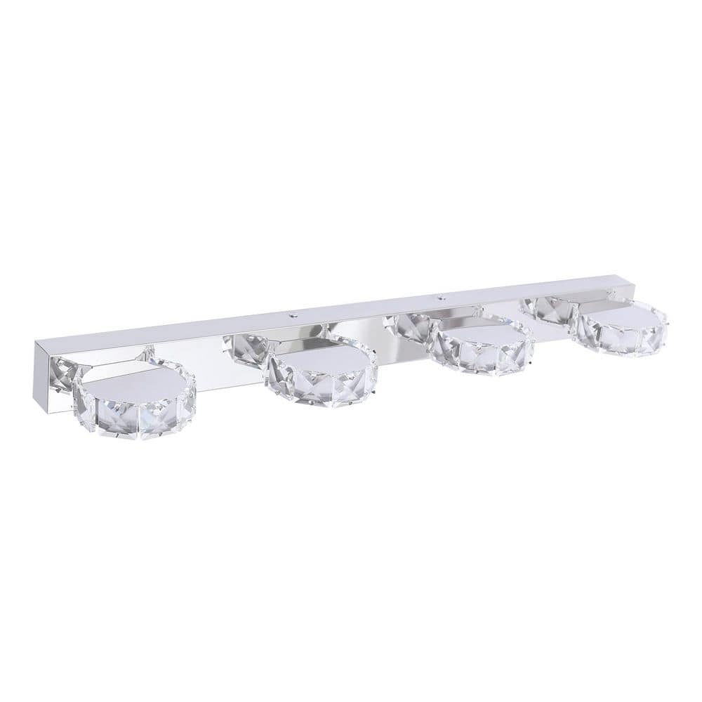 24.41 in. 4-Light Round Silver Modern Bathroom Over Mirror Light LED Vanity Light (Cool White) price history on PriceWatchPro