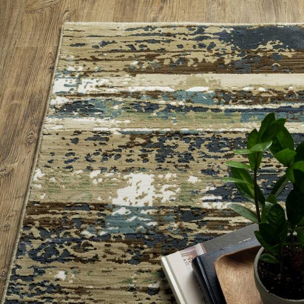 2 X 8 Beige Abstract Washable Area Rug Runner Rug